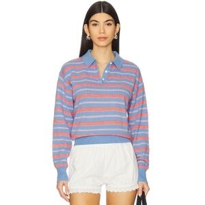 Guest in Residence Collegiate Stripe Polo Cashmere Sweater L NWT